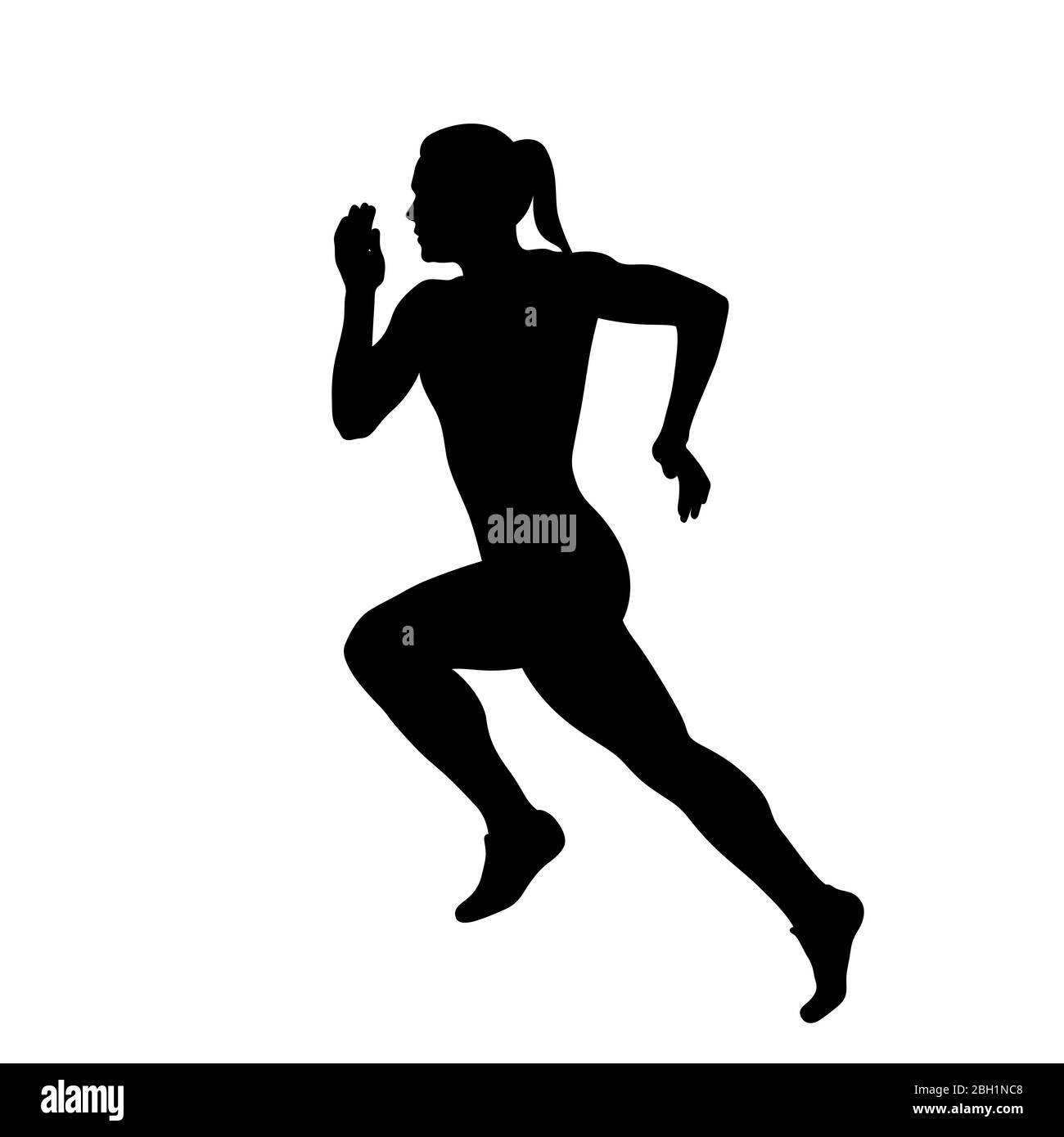 woman athlete sprinter run black silhouette vector Stock Photo