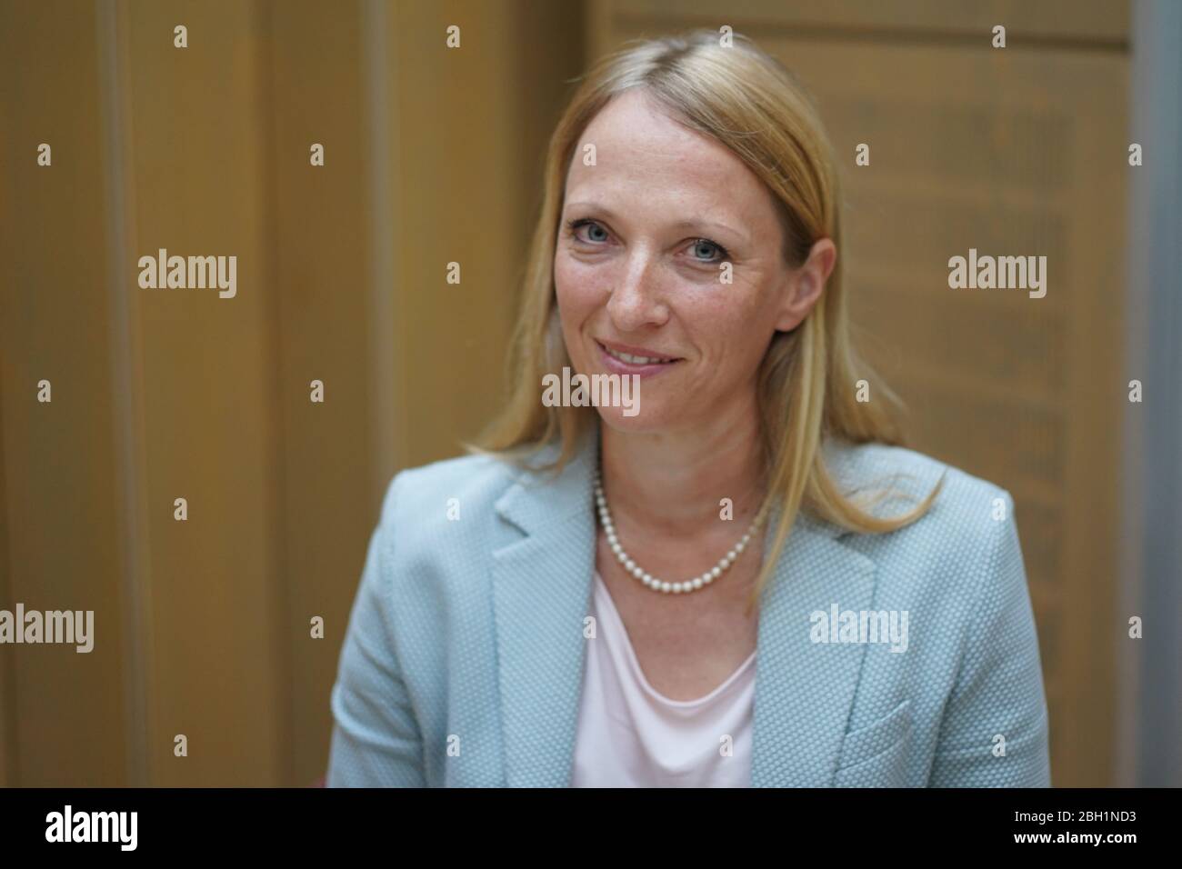 Berlin, Germany. 23rd Apr, 2020. Nina Thom, Senior Public Prosecutor and Head of the Asset Recovery Department, sits at a press conference of the Berlin Public Prosecutor's Office on the subject of 'Combating fraud in connection with Corona emergency aid'. Credit: Jörg Carstensen/dpa/Alamy Live News Stock Photo