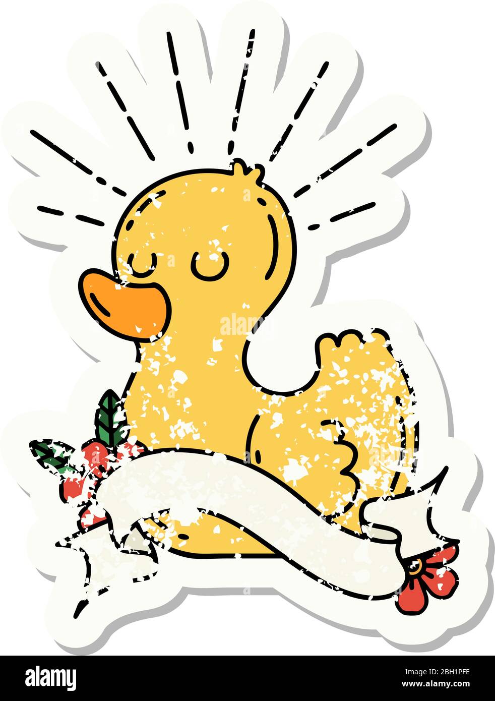 worn old sticker of a tattoo style rubber duck Stock Vector Image & Art ...