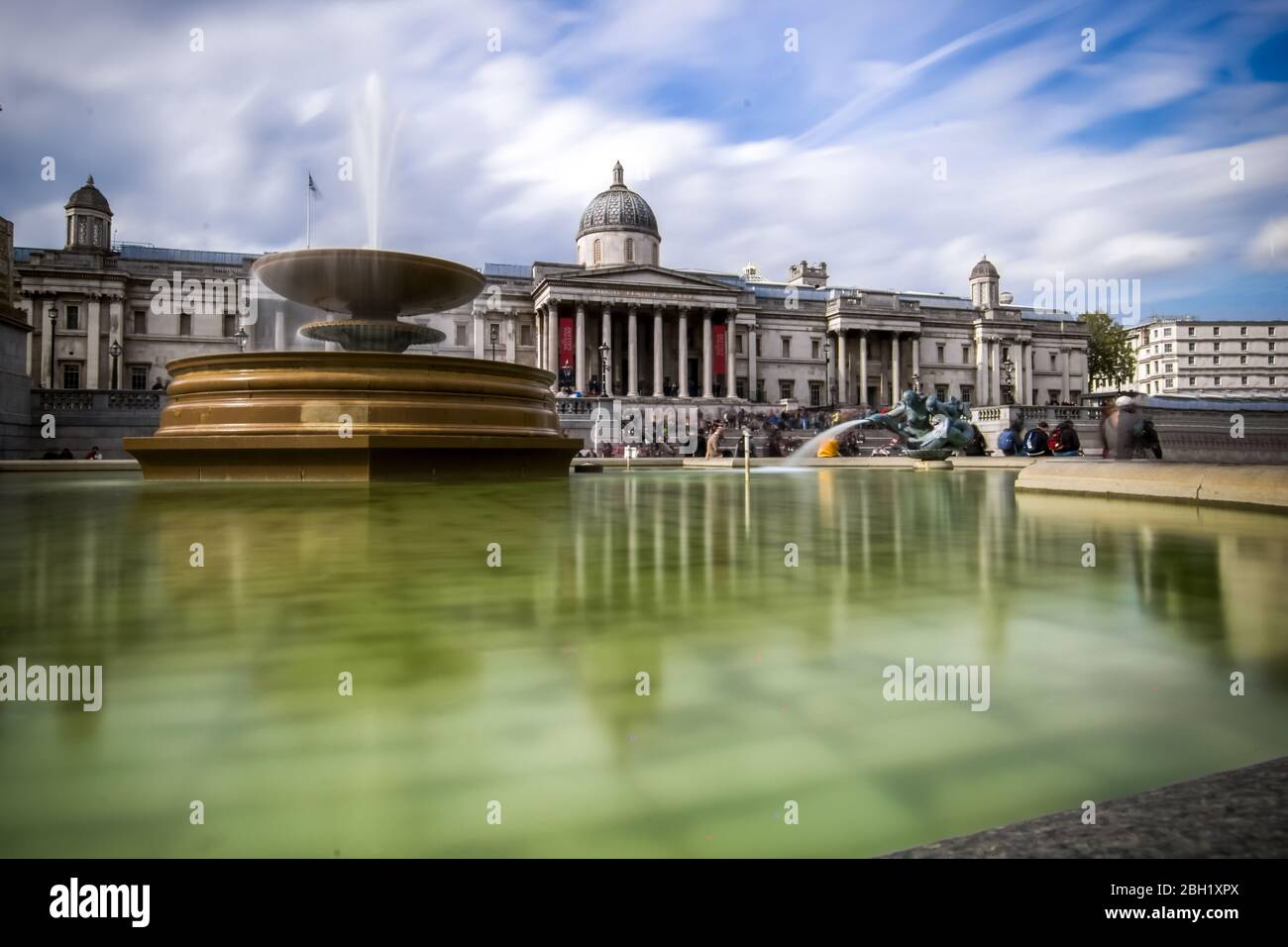 National Gallery and Trafalgar Square with fountain Stock Photo
