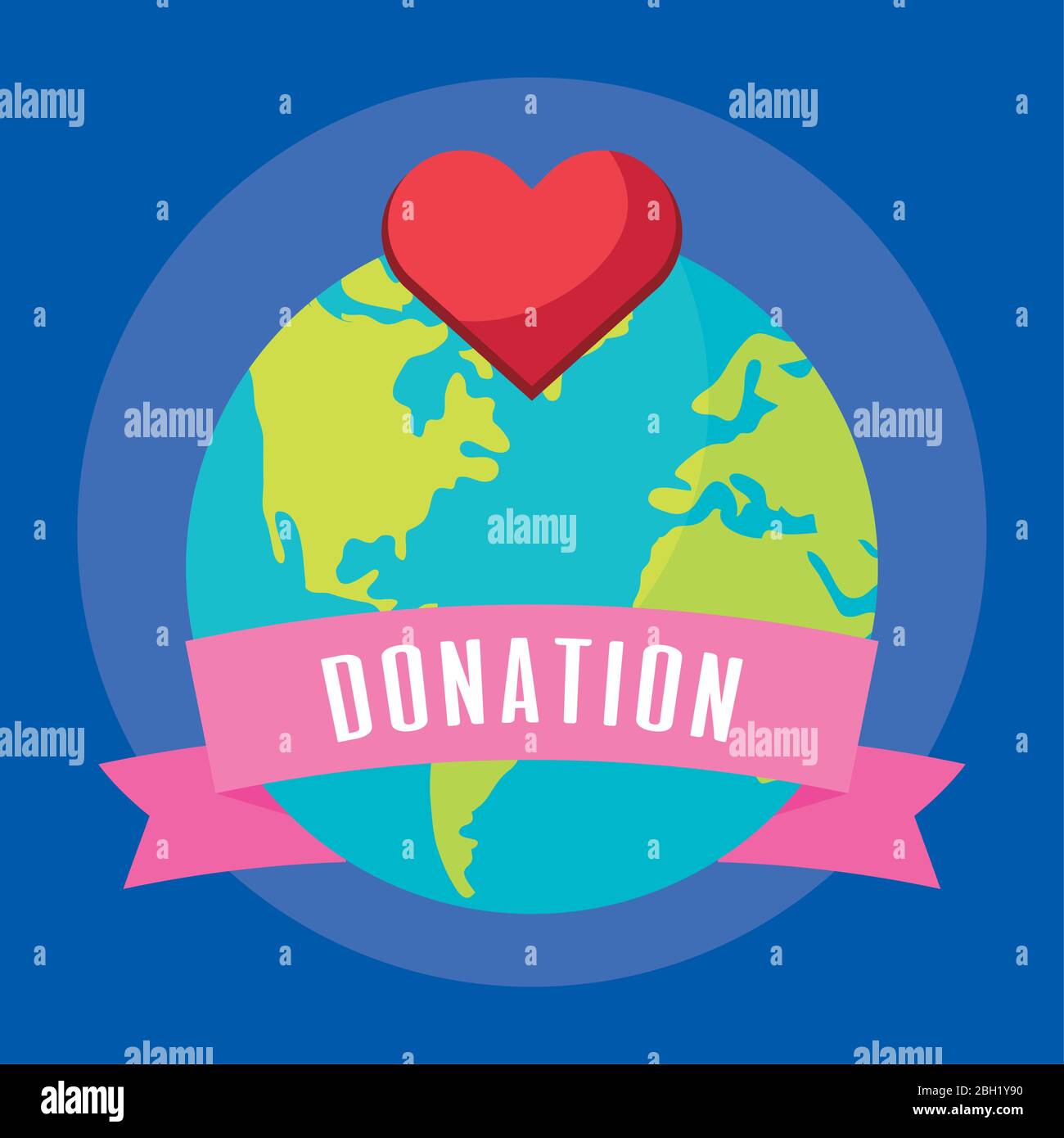 charity donation earth planet with heart Stock Vector