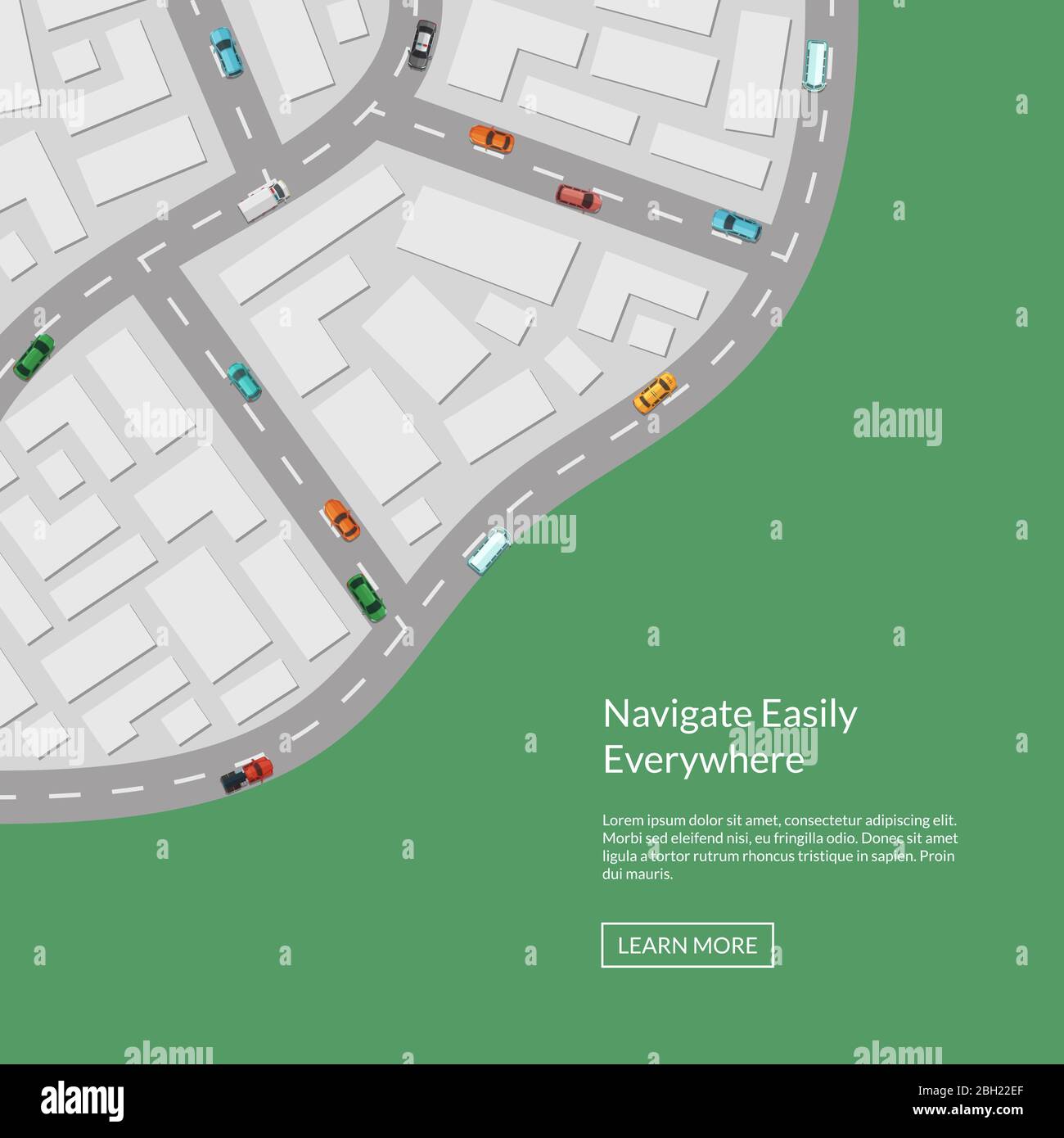 Vector City Map With Cars Aerial Top View From Above Illustration City Road Map Top Street Urban Town With Transport Stock Vector Image Art Alamy