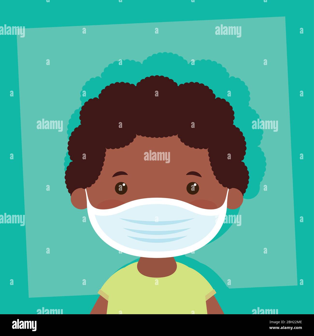 afro little boy using face mask character Stock Vector Image & Art - Alamy