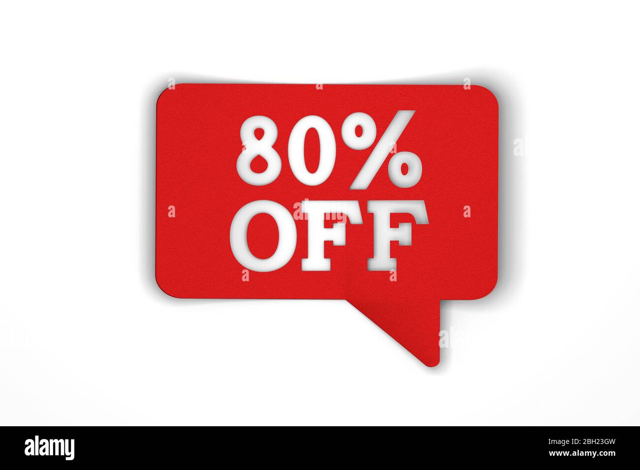 80 percent off red sale discount speech bubble. 3d render Stock Photo