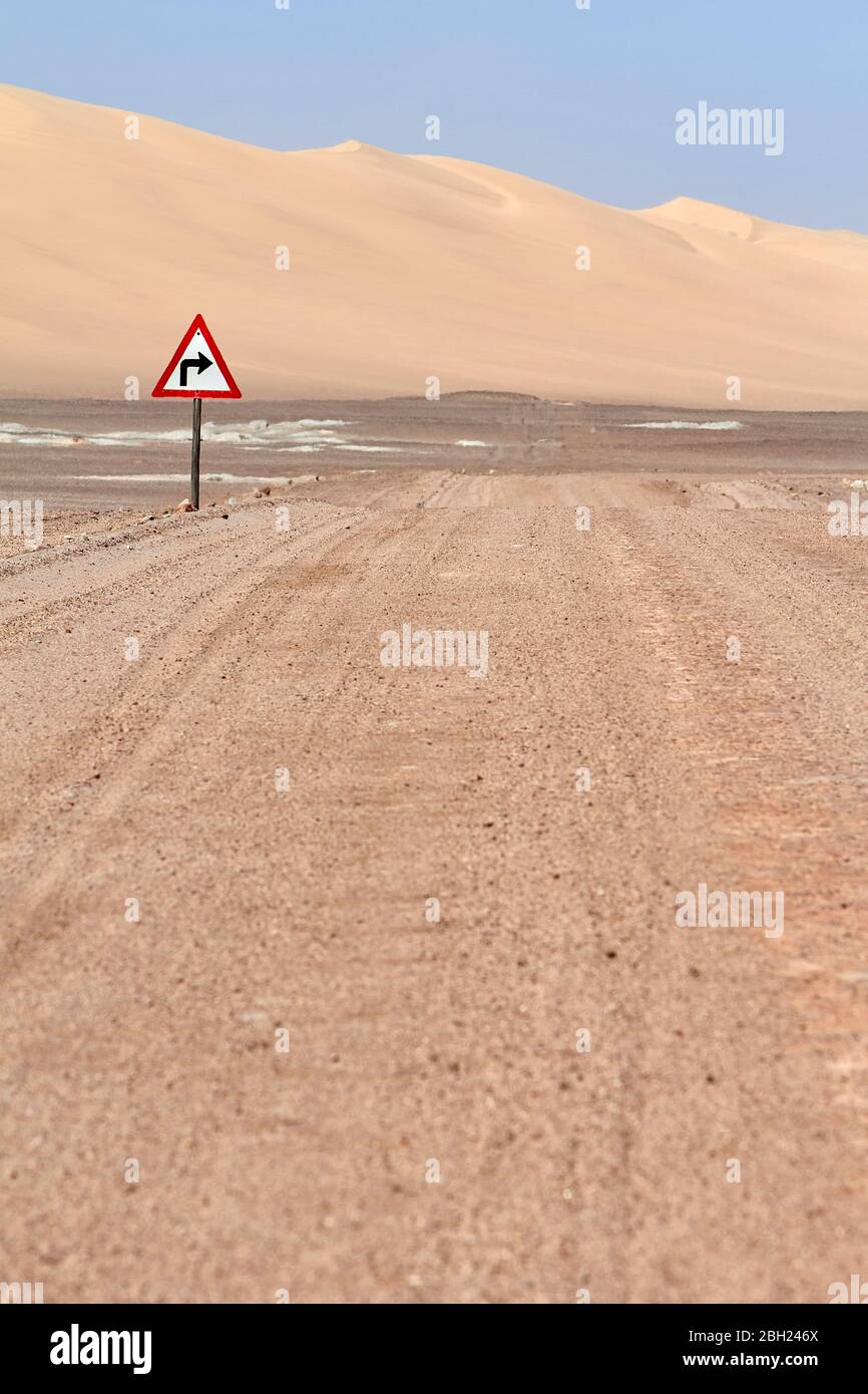Namibia, Directional road sign in middle of desert Stock Photo