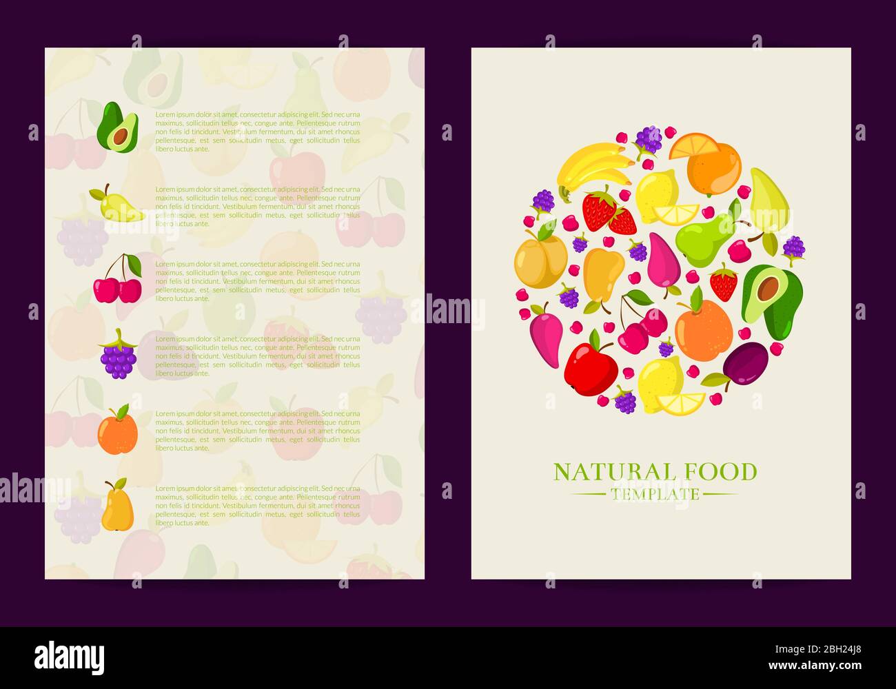 Vector handdrawn fruits and vegetables card, brochure, flyer template. Poster and banner illustration Stock Vector