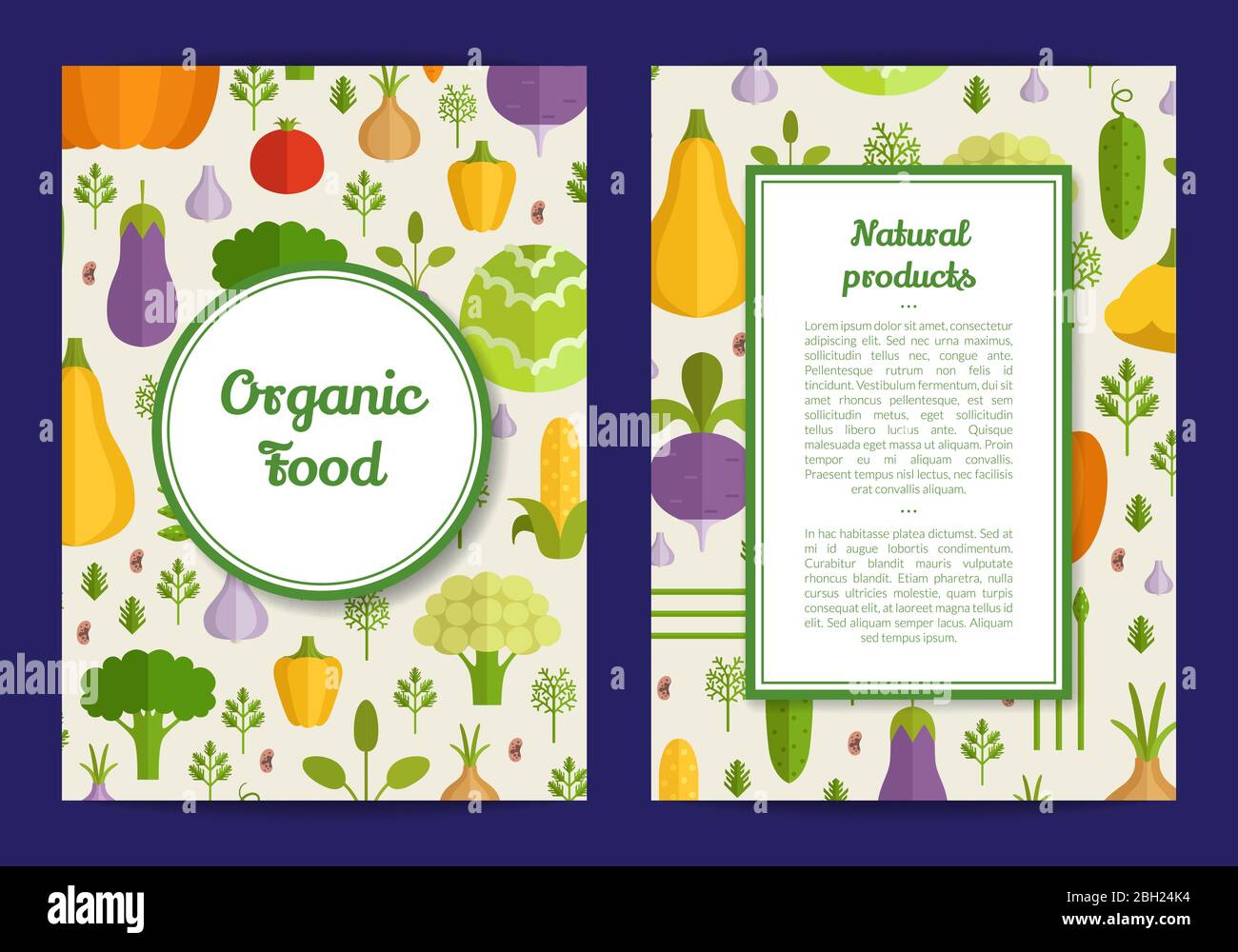 Vector handdrawn fruits and vegetables card, brochure, flyer template. Organic food banner illustration Stock Vector