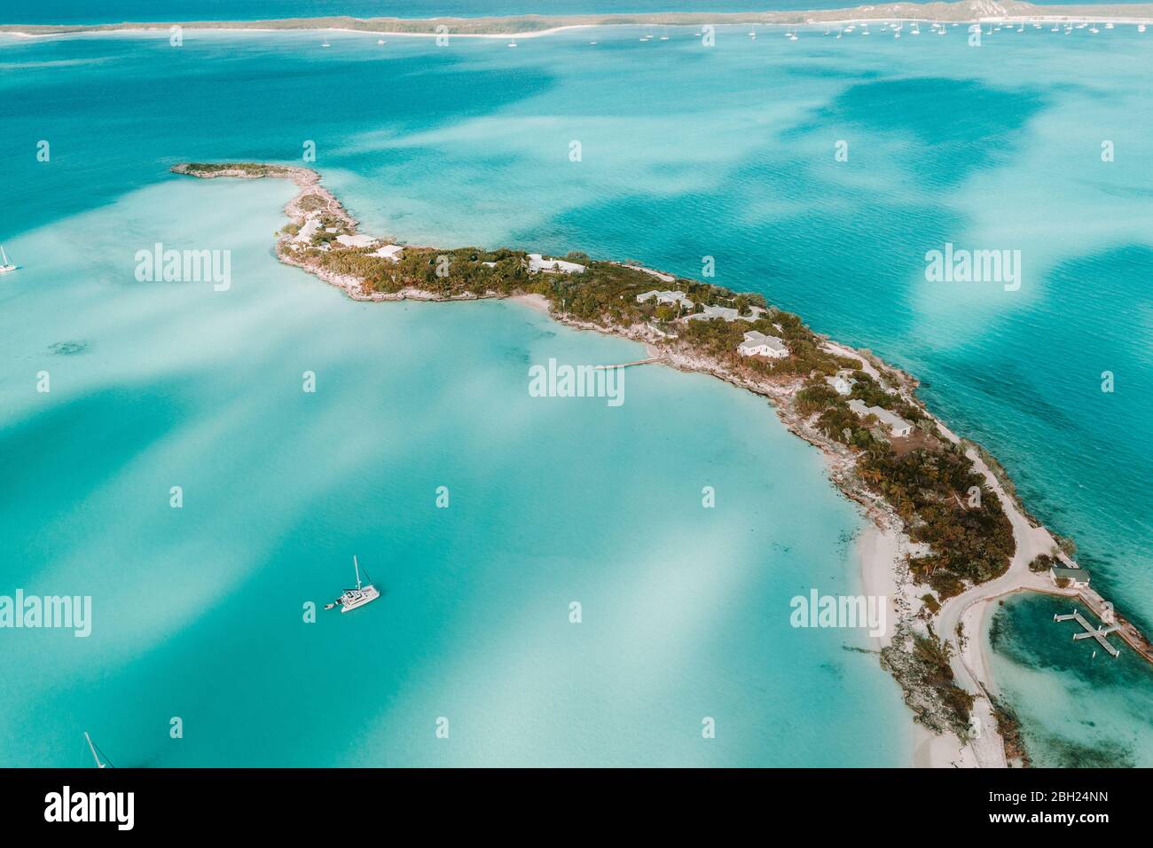 Caribbean, Bahamas, Drone view beach and coast of Jolly Hall Stock Photo