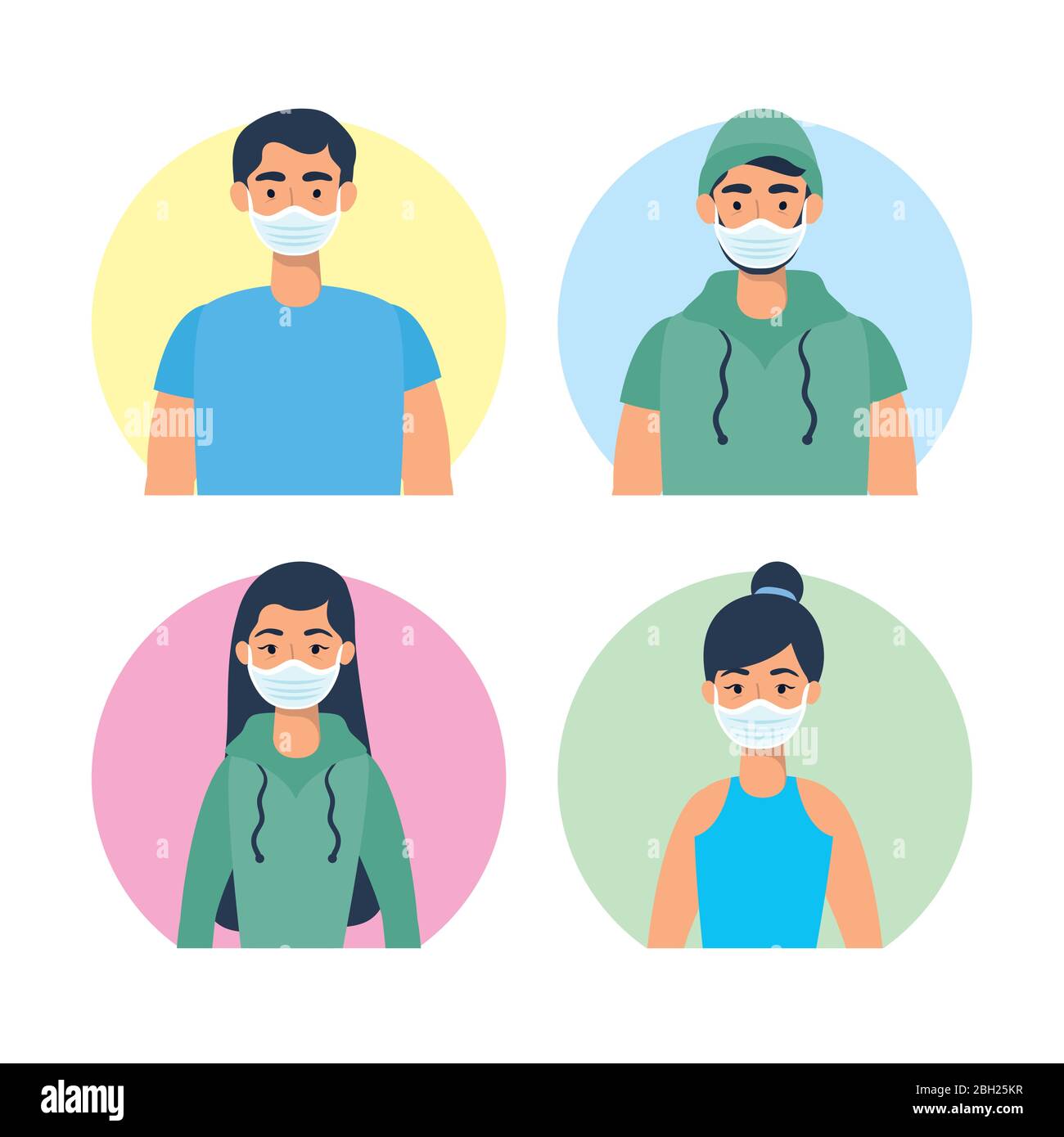 young people using face masks characters Stock Vector Image & Art - Alamy