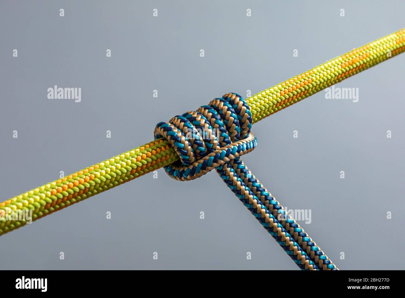 Prusik knot on climbing rope Stock Photo