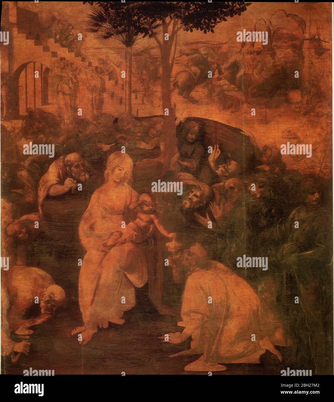 Leonardo da Vinci. Adoration of the Magi. Detail. 1481-1482 Stock Photo ...