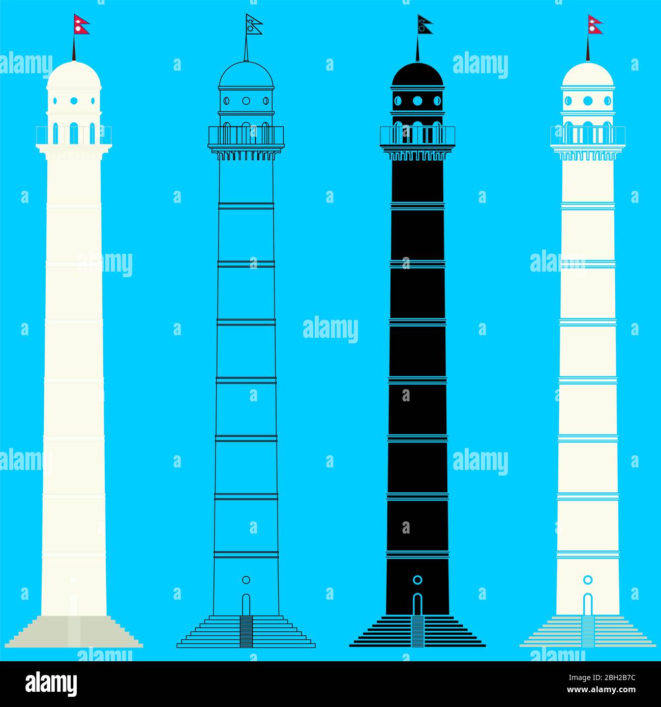 Dharahara Tower in front view Stock Vector