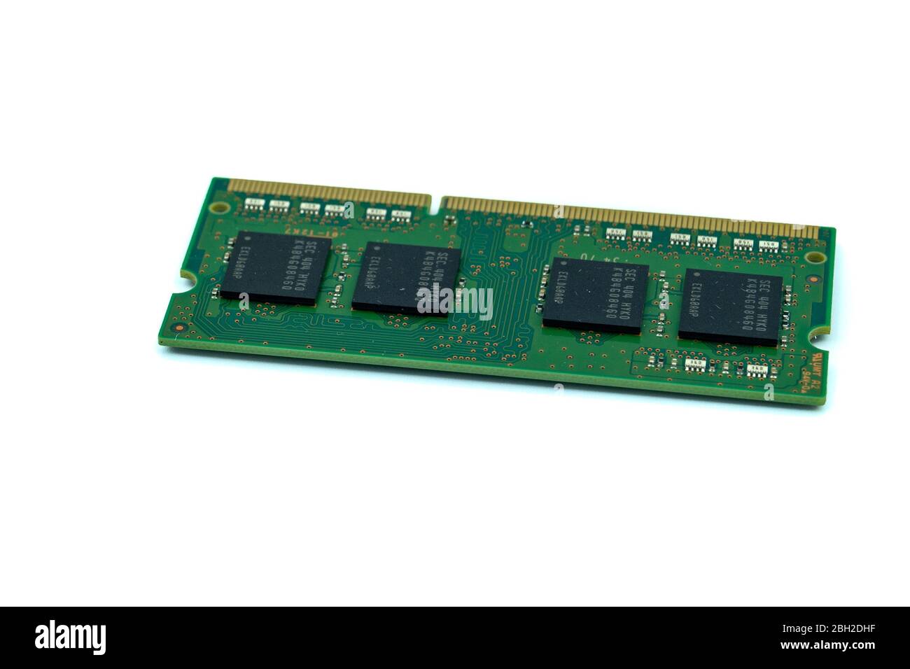 A stick of RAM for a PC or computer isolated on a white background Stock Photo
