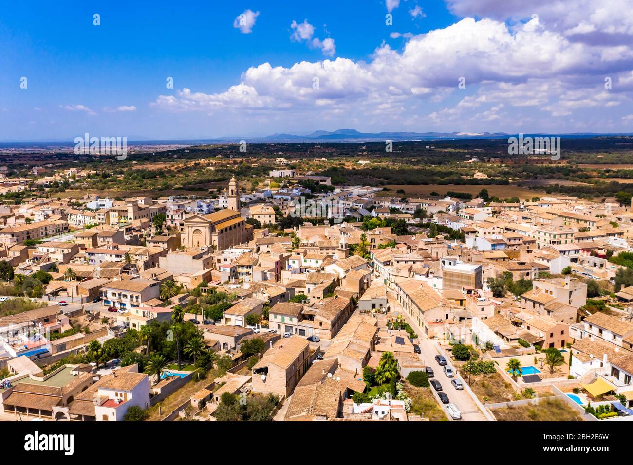 Aerial view of village Ses Salines
