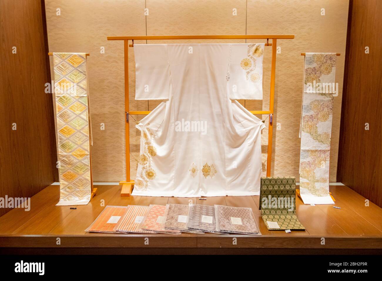 The very beautiful Japanese Kimono cloth in a shop at Takashiyama ...