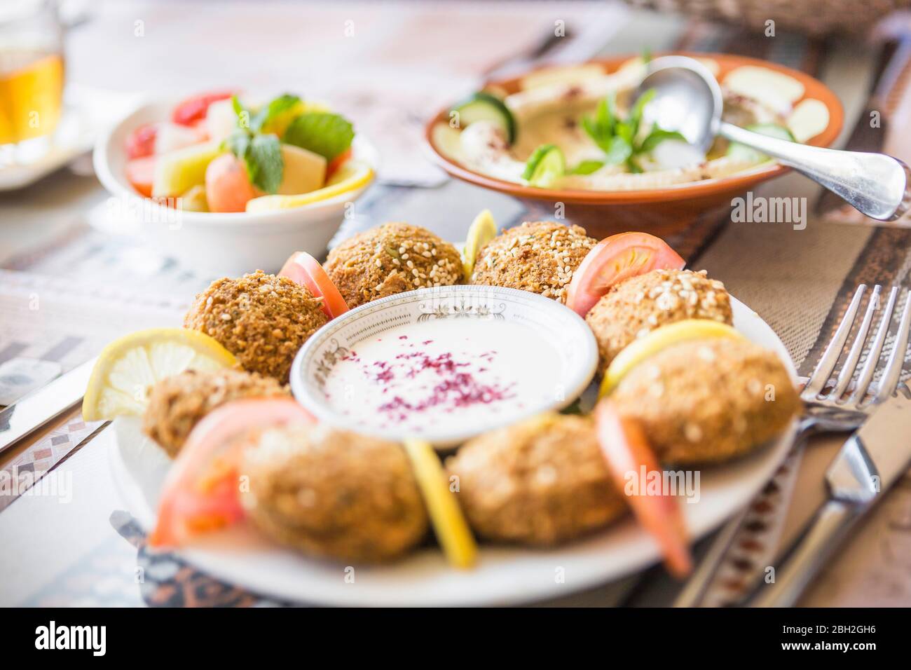 Oman, Plate of Middle Eastern food Stock Photo