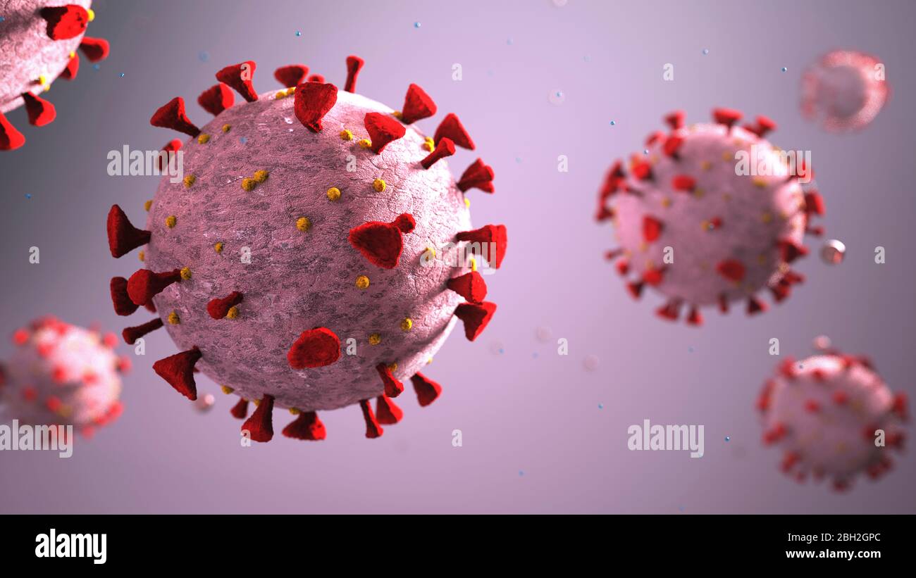 3D rendering of the corona viruses Covid-19 Stock Photo