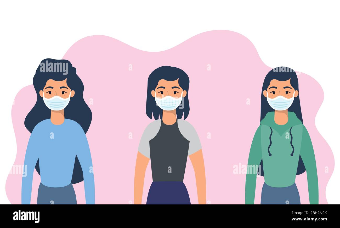 young women using face masks characters Stock Vector Image & Art - Alamy