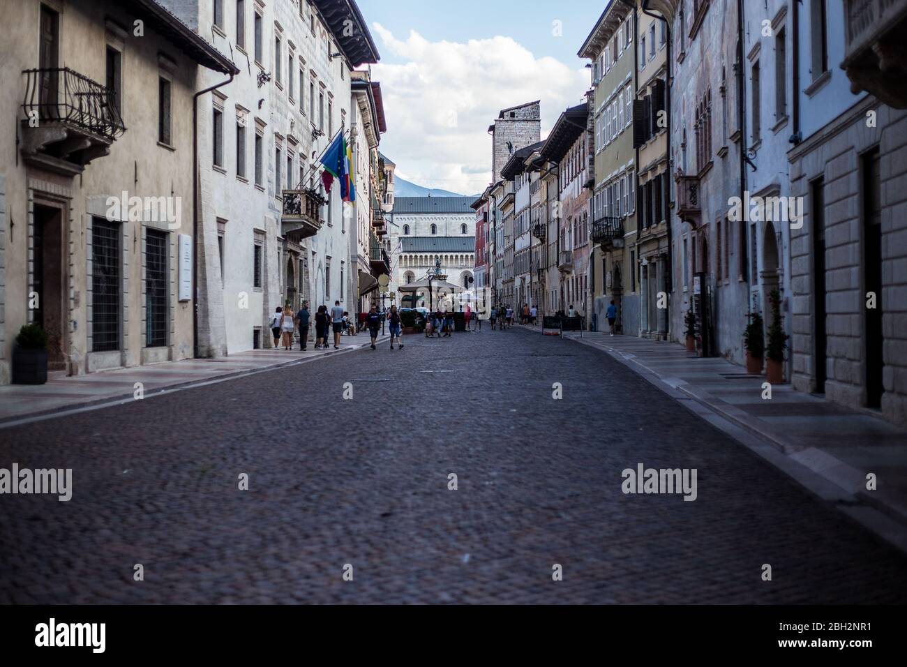 Trento, Italy - August 15, 2019: View of Trento City Center and San Vigilio Cathedral Stock Photo