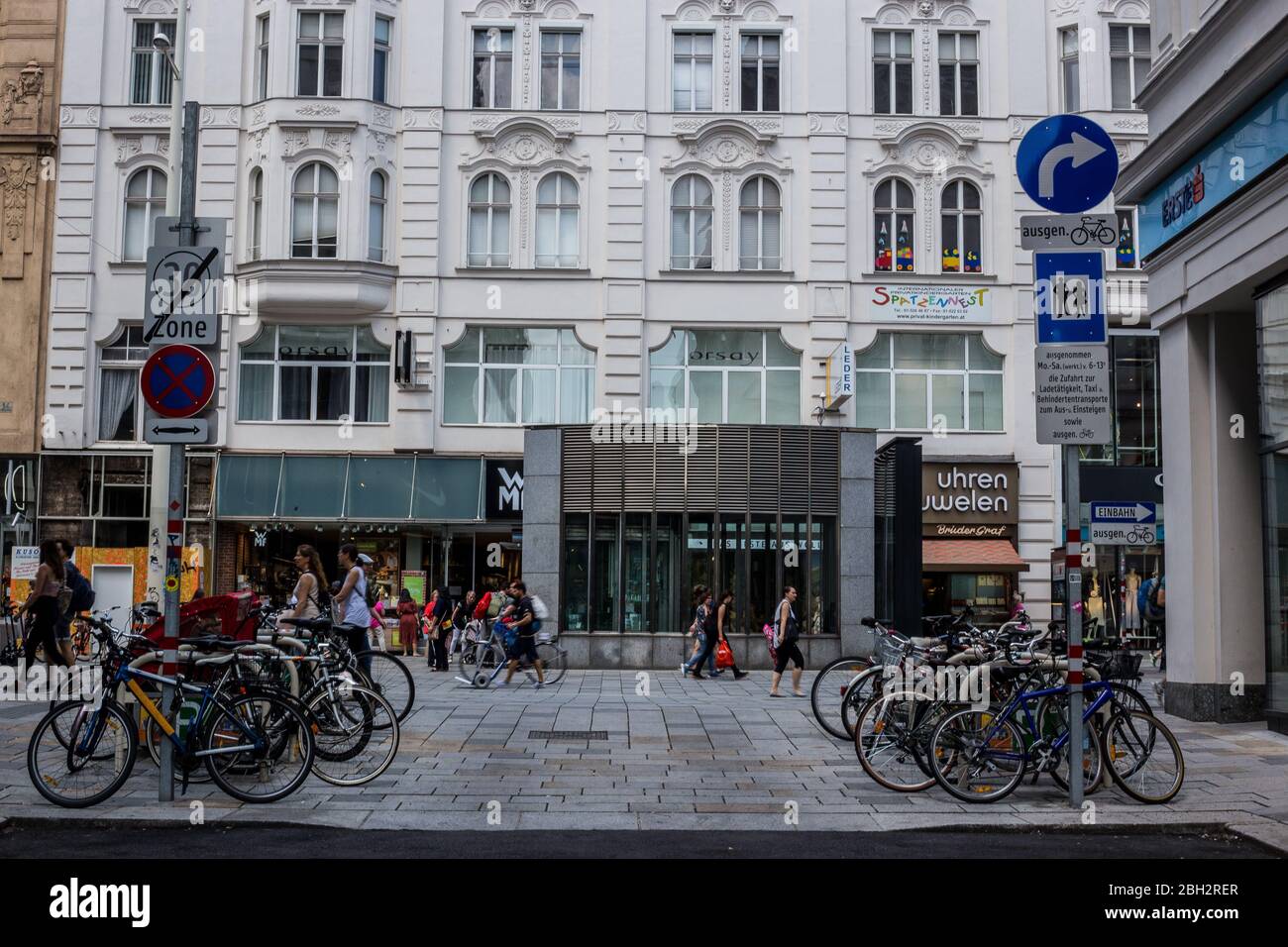 Vienna, Austria - June 7, 2019: People Walking Along Mariahilfer Strasse, Vienna Stock Photo