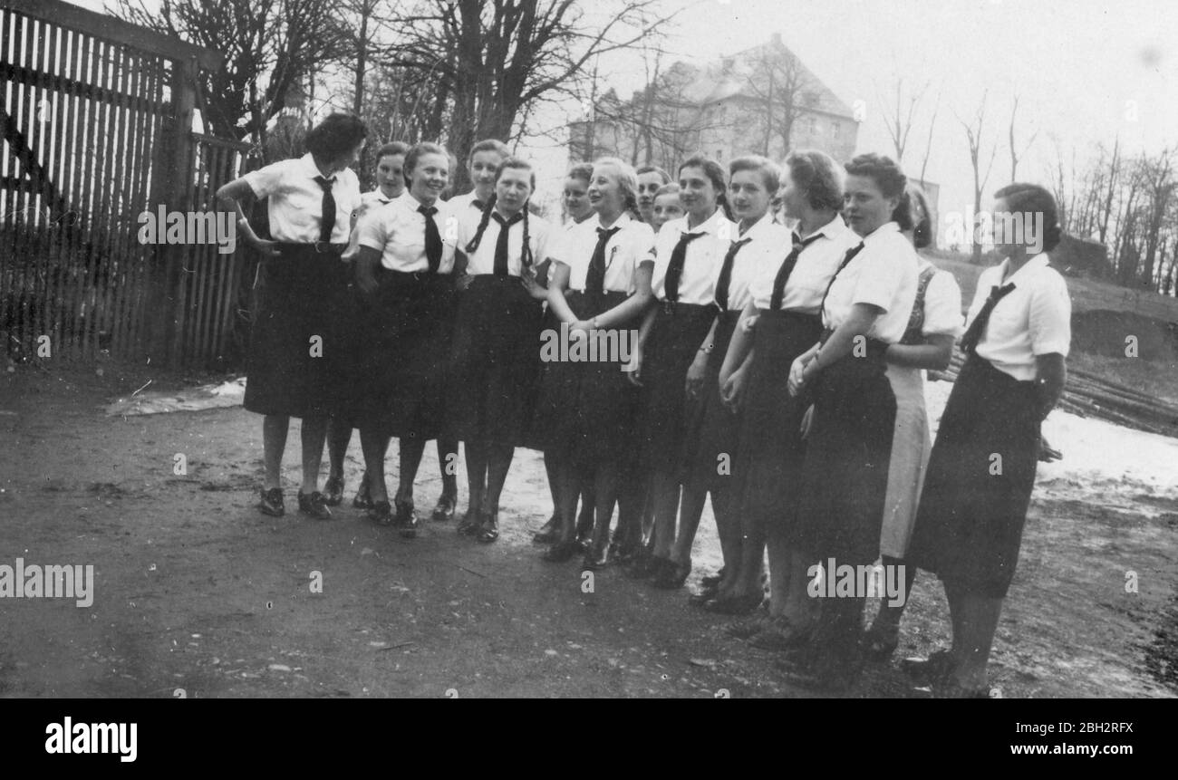 Girls wearing their BDM uniforms in National Socialist Germany Stock Photo