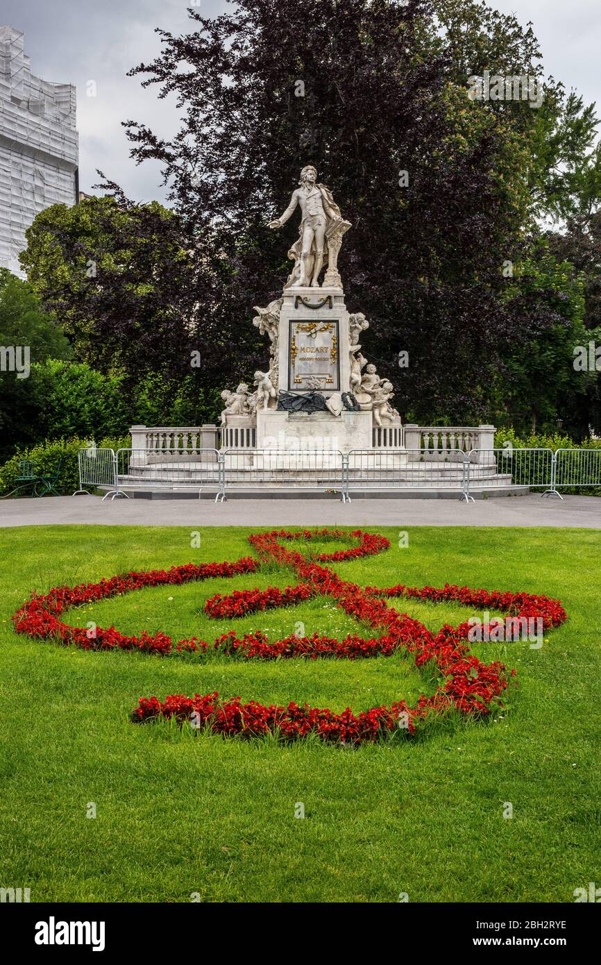 Vienna, Austria - June 6, 2019: Monument of Mozart in Burggarten, Vienna Stock Photo