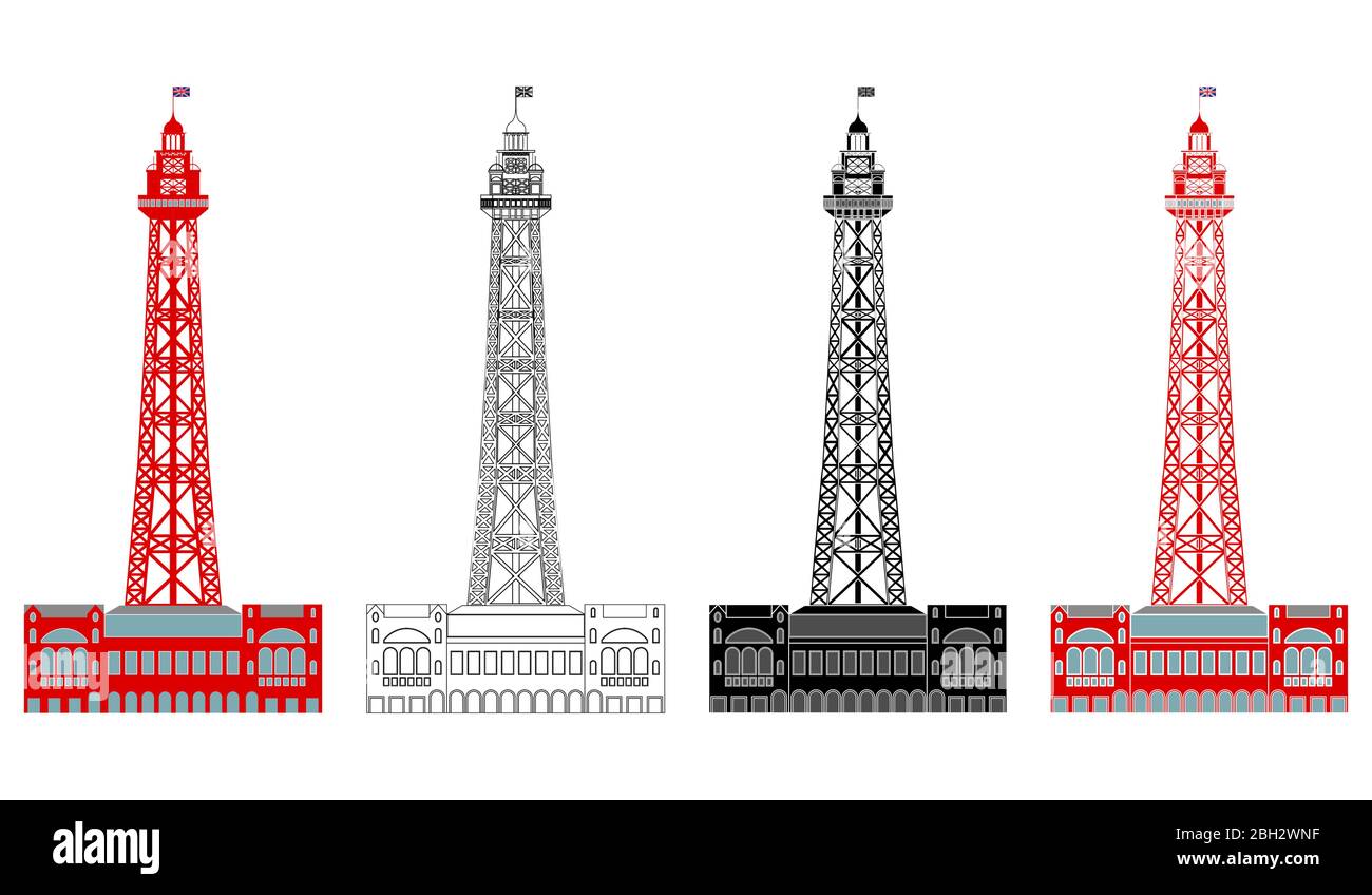 Blackpool Tower in front view Stock Vector