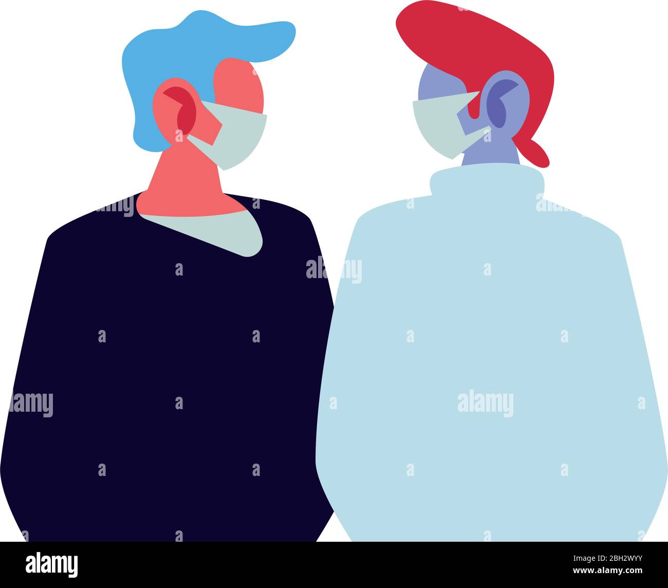 young men using face masks vector illustration design Stock Vector ...
