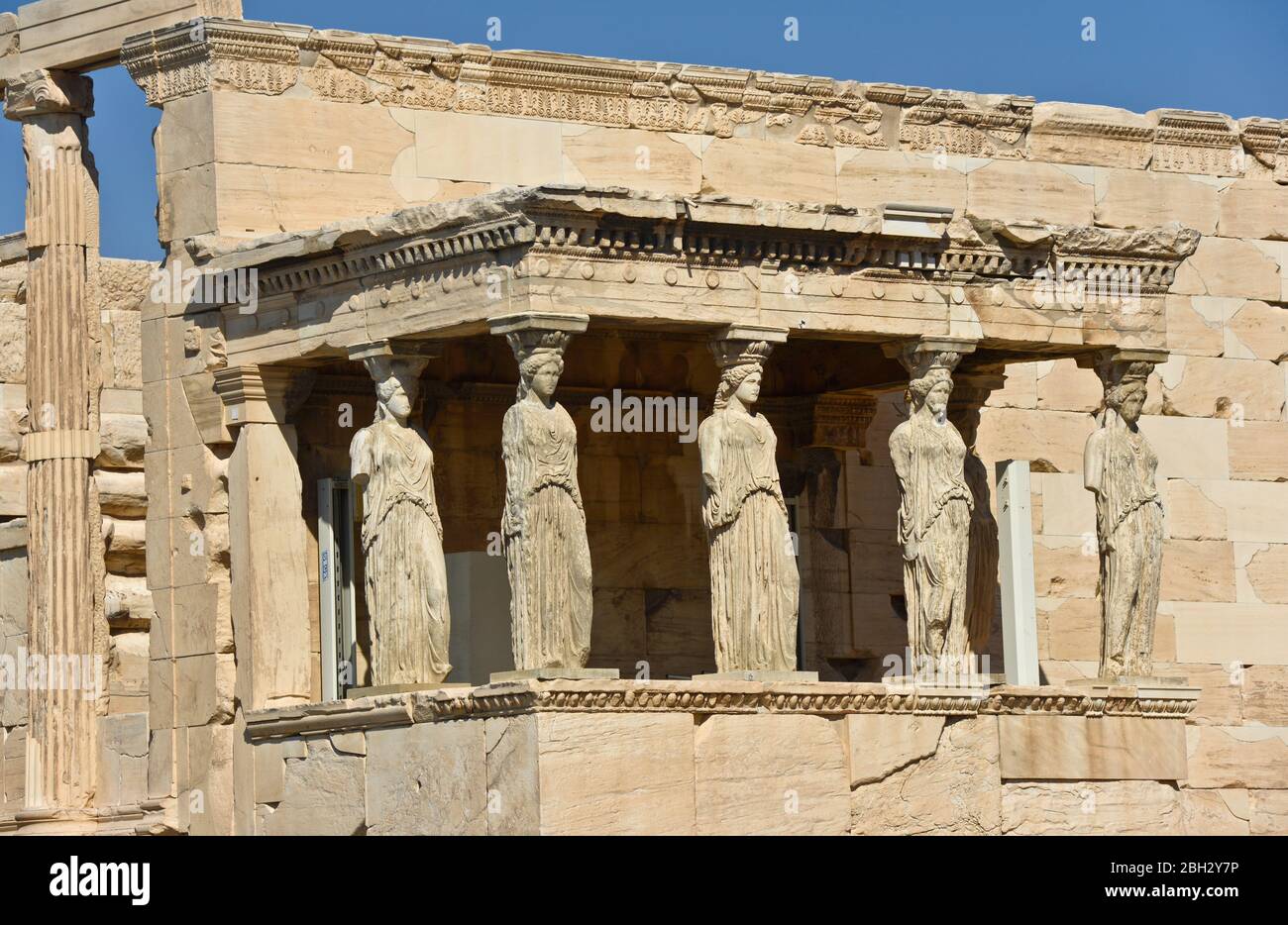 The Erechtheion: Porch of the Caryatids. Acropolis of Athens, Greece Stock Photo