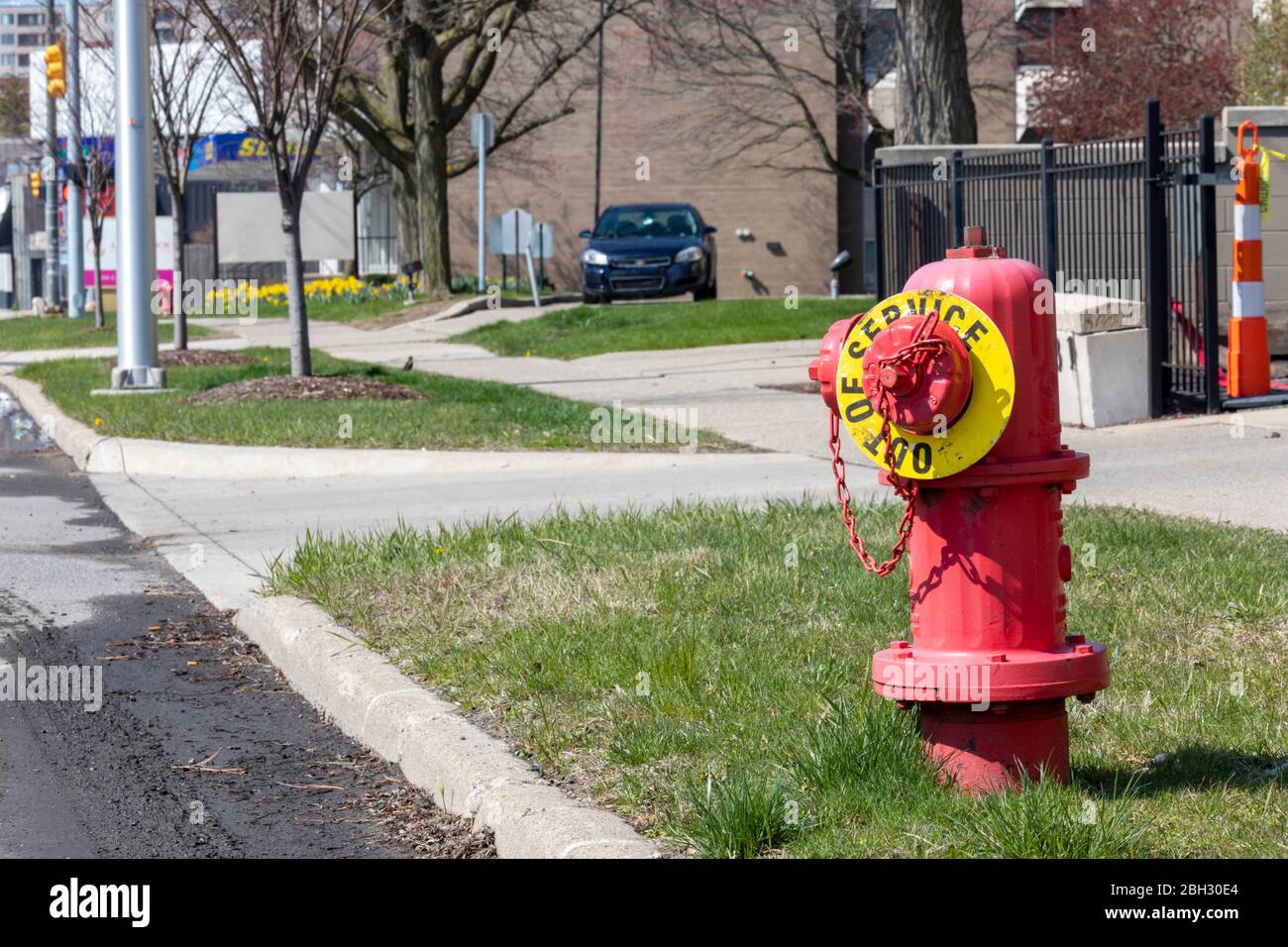 Detroit, Michigan - An out-of-service fire hydrant. Stock Photo