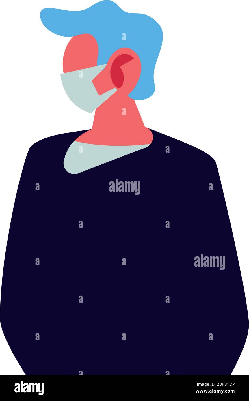 young man using face mask vector illustration design Stock Vector