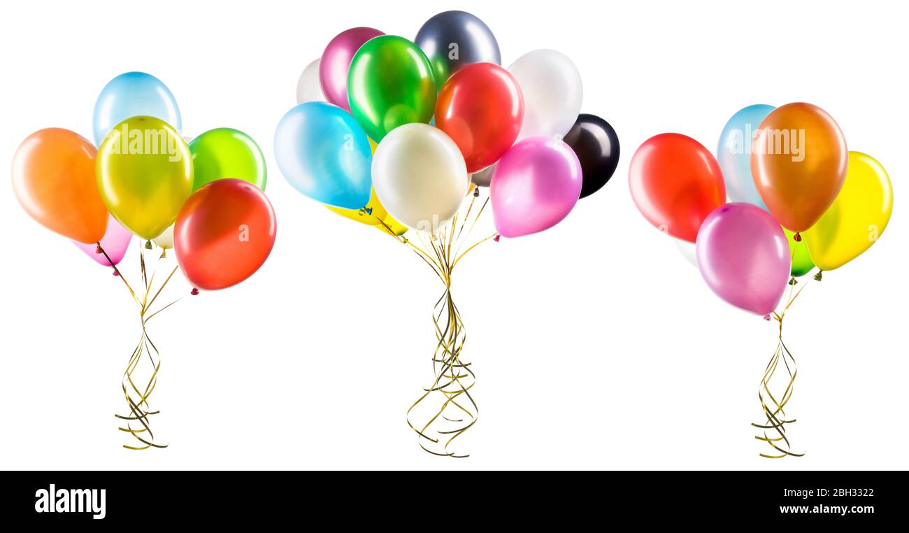 Set of multicolored helium balloons. Element of decorations for party ...