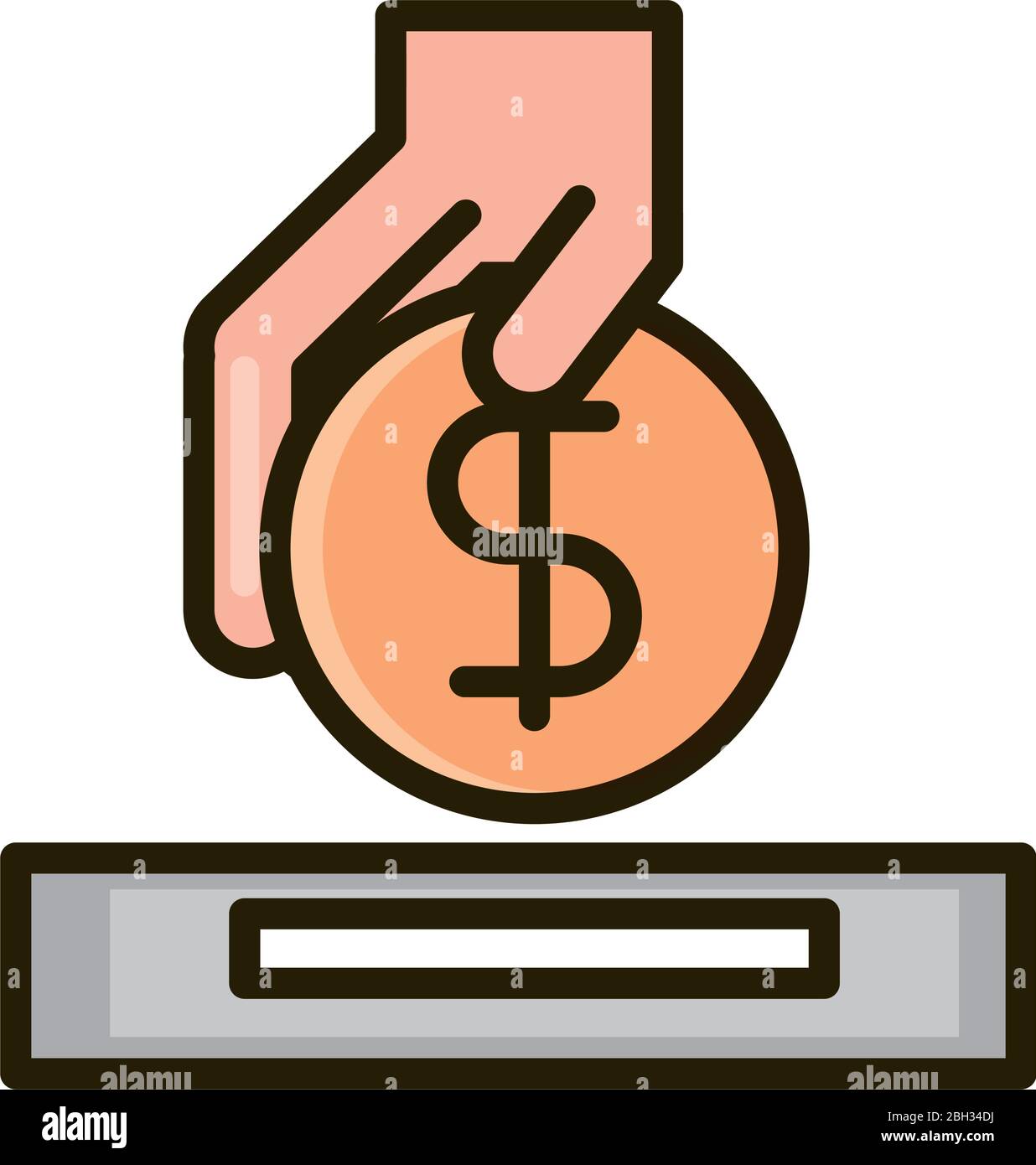 hand inserting coin business financial investing vector illustration ...