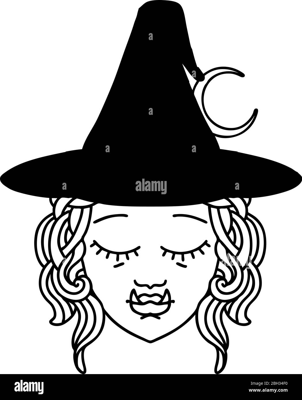 Black and White Tattoo linework Style half orc witch character face with  banner Stock Vector Image  Art  Alamy