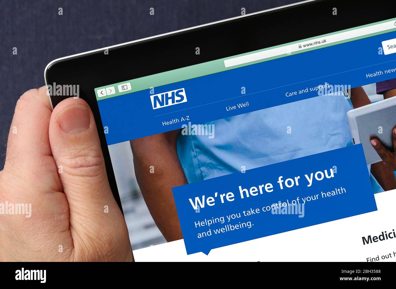 NHS website viewed on an iPad (editorial use only) Stock Photo