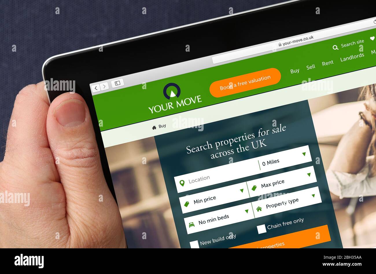 Your Move website viewed on an iPad (editorial use only) Stock Photo