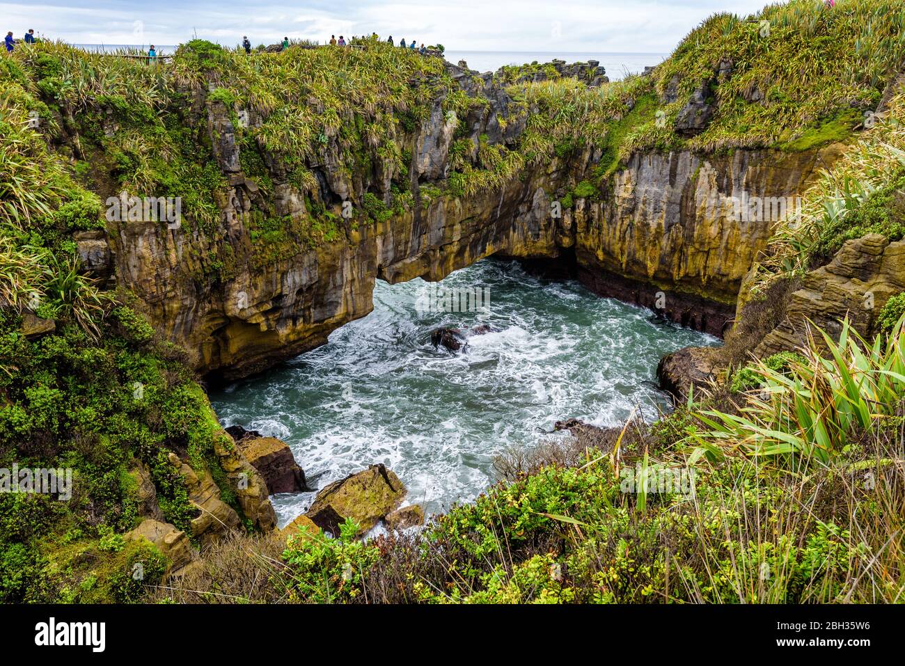 Sea and natural rock formations from erosion. Pancake Rocks and ...