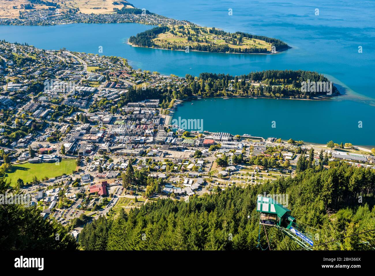 Beautiful aerial panoramic of Ben Lomond Lake Scenic reserve from