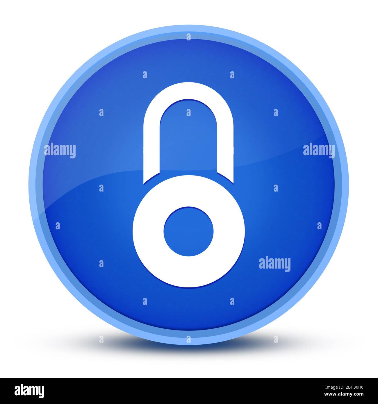 Lock icon isolated on special blue round button abstract illustration Stock Photo