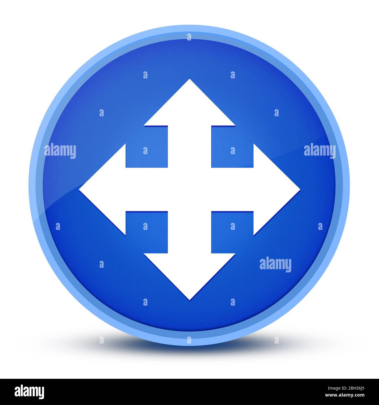 Move icon isolated on special blue round button abstract illustration Stock Photo