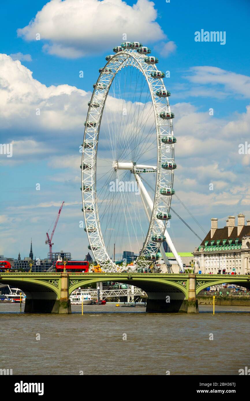 London Eye England United Kingdom Capital River Thames UK Europe EU Stock Photo