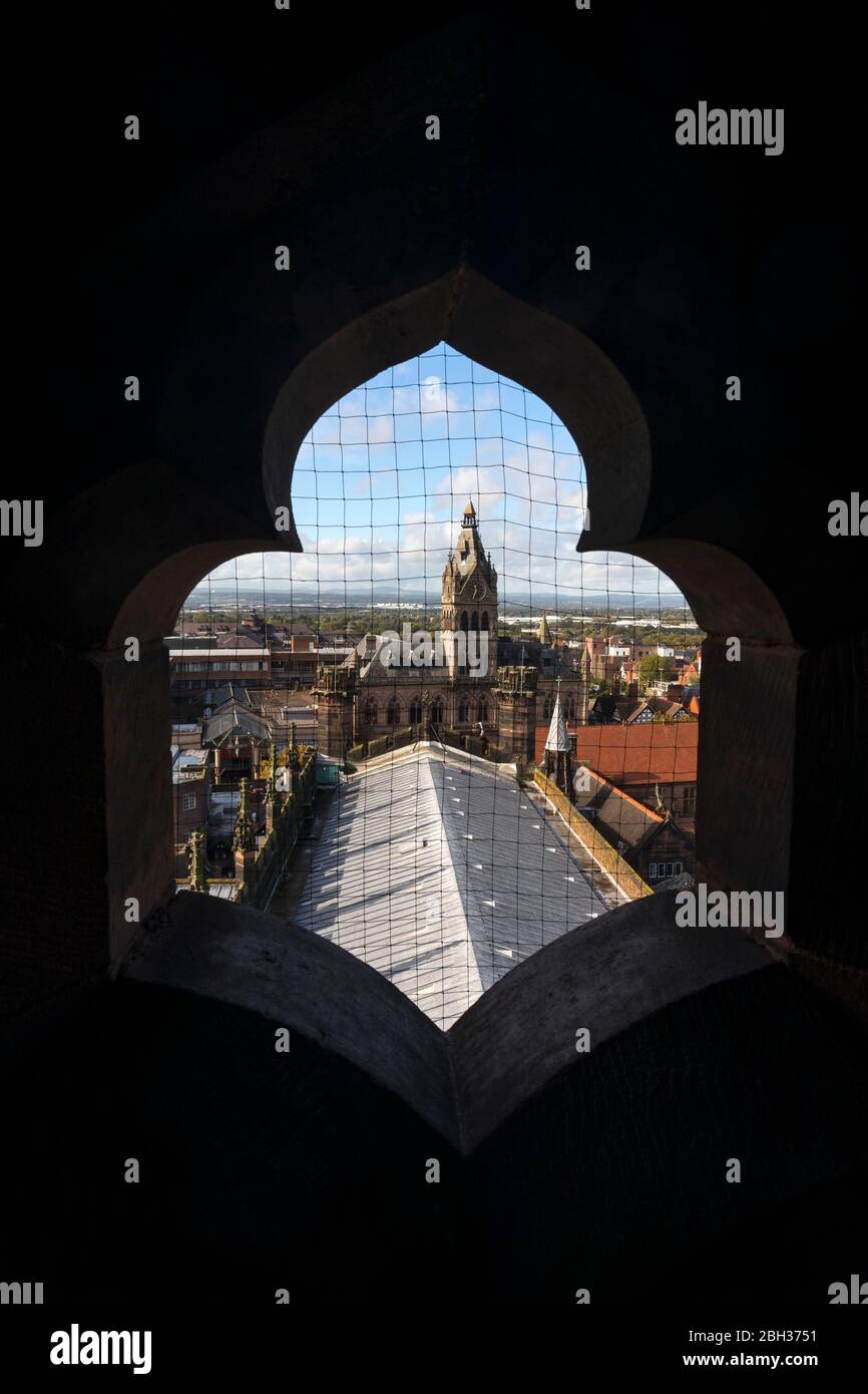 Chester Town Hall; From a Window in the Cathedral Tower; Cheshire; UK Stock Photo