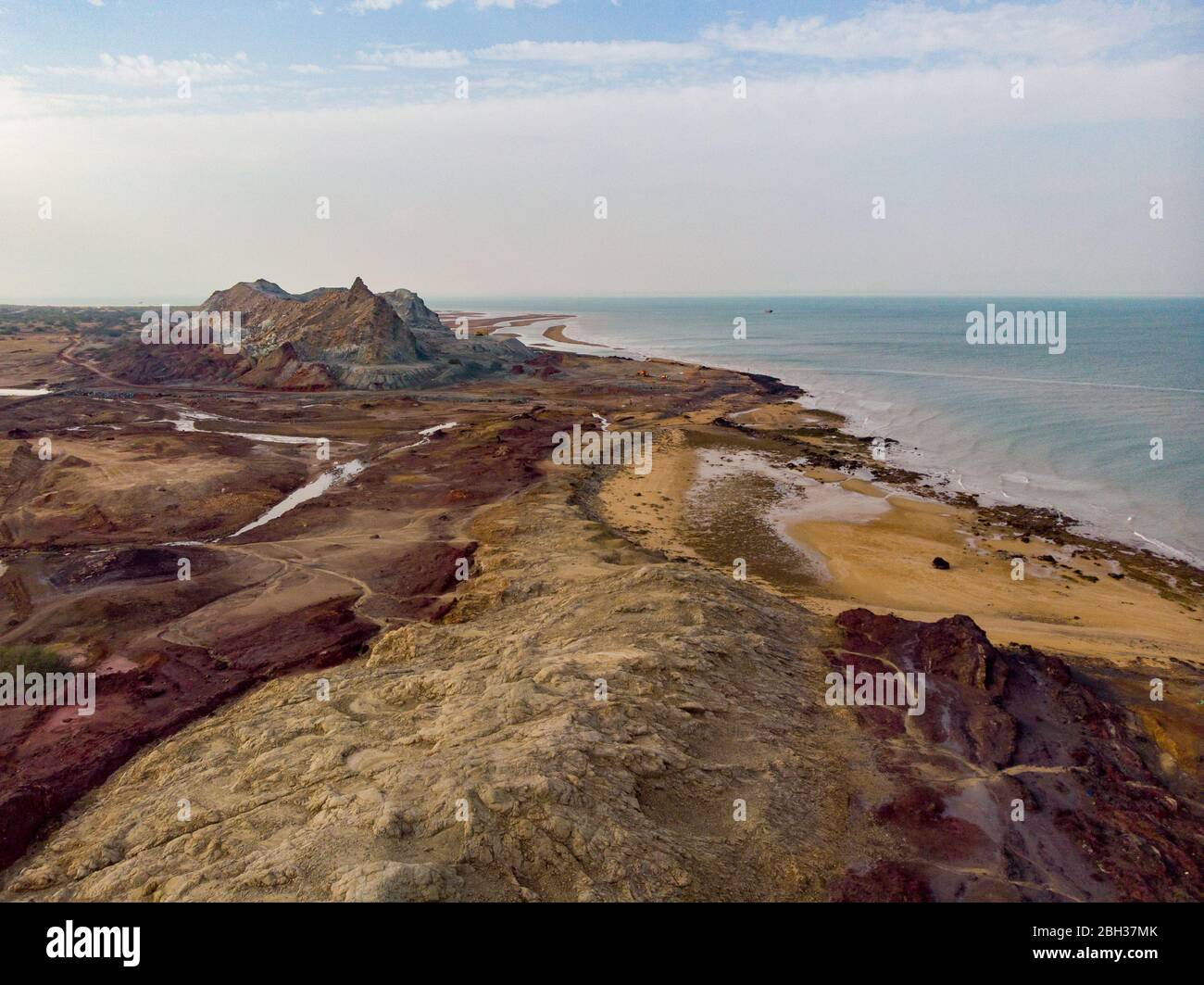 The beautiful island of Hormuz in Iran has a lot to offer with its rocky landscapes with amazing martial colors Stock Photo