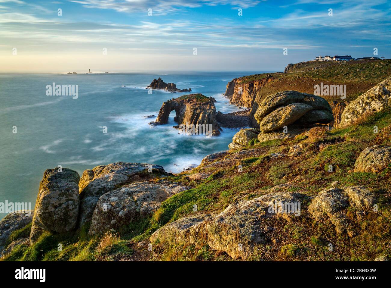 Land's End; View to Longships Lighthouse; Cornwall;  UK Stock Photo