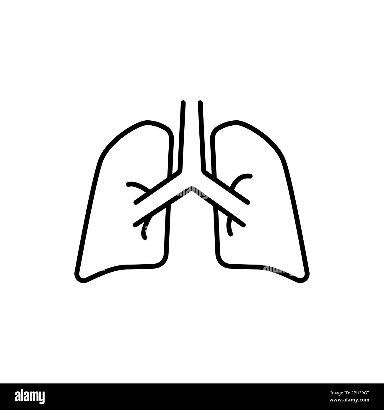 Human lungs sign. Simple line vector icon. Internal human organ. Stock Photo