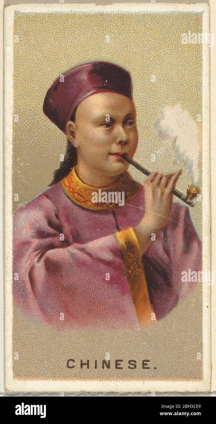 Chinese, from World's Smokers series (N33) for Allen &amp; Ginter Cigarettes, 1888. Stock Photo