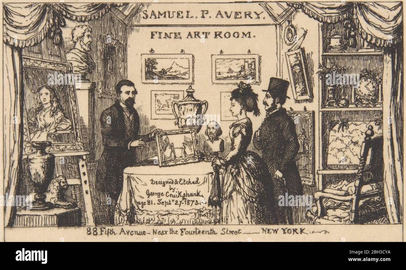 Trade Card for Samuel P. Avery--Fine Art Room, 1873. Stock Photo