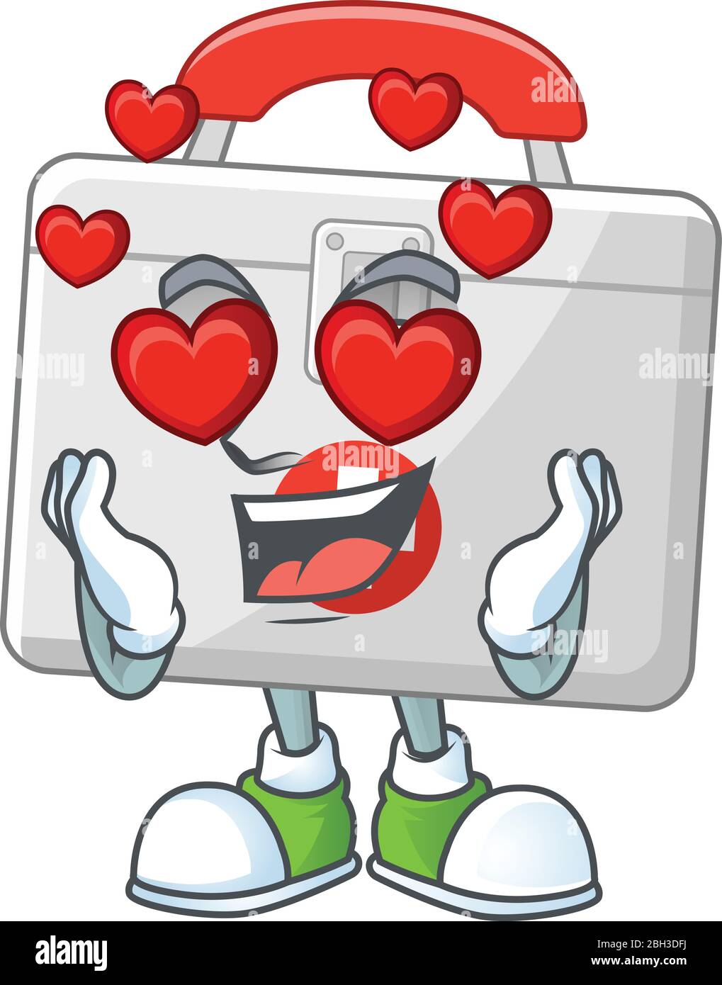 Charming First Aid Kit Cartoon Character With A Falling In Love Face Stock Vector Image Art Alamy