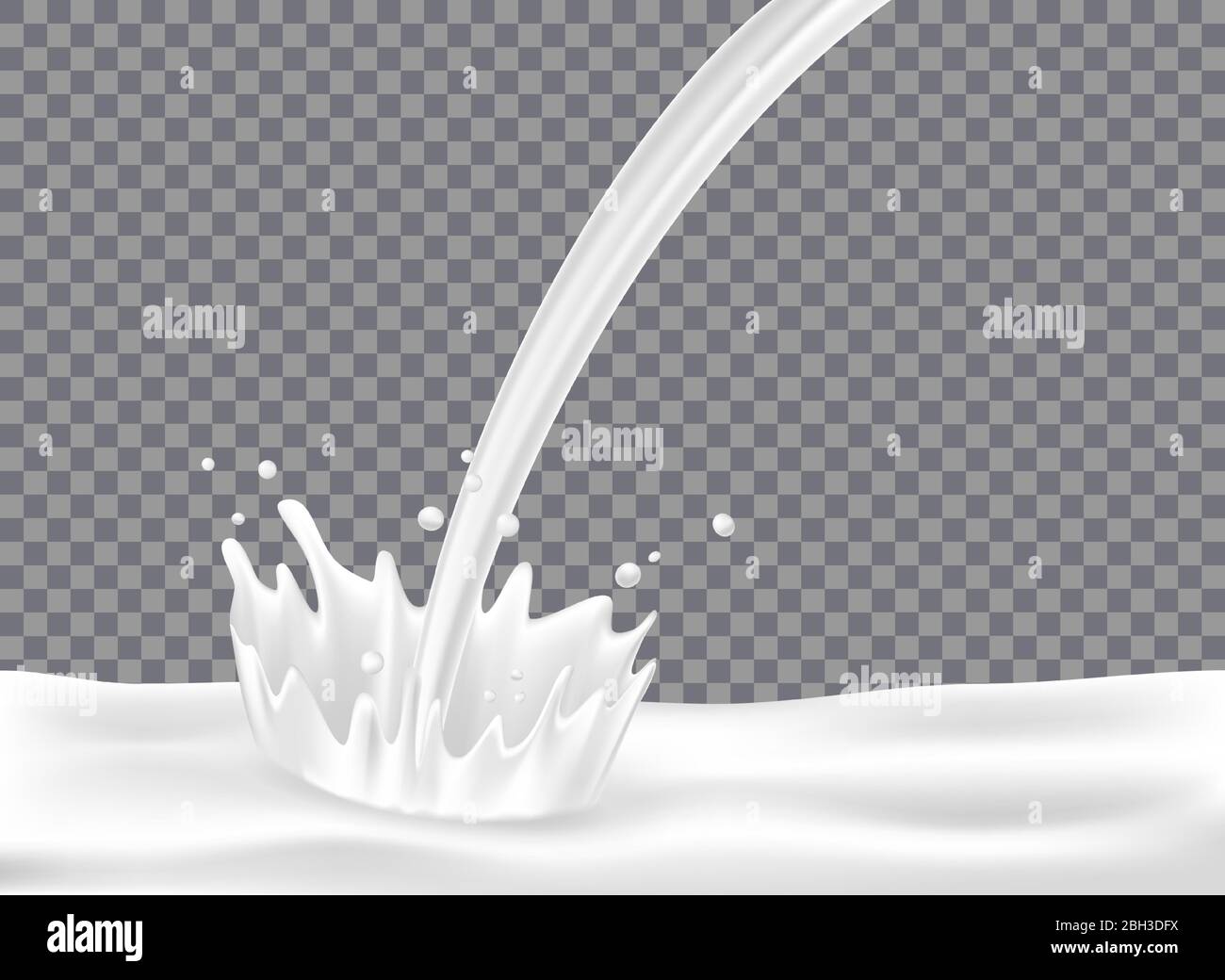 Milk with splash isolated on transparent background. White yogurt pouring down with realistic milk drop for package design. 3d Vector illustration Stock Vector