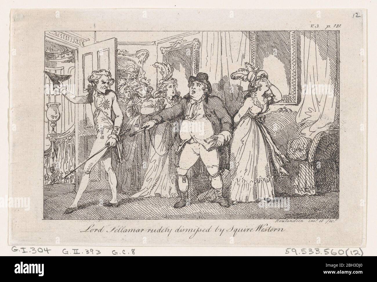 Lord Tellamar Rudely Dismissed by Squire Western, from &quot;The History of Tom Jones, a Foundling&quot;, 1792. Stock Photo